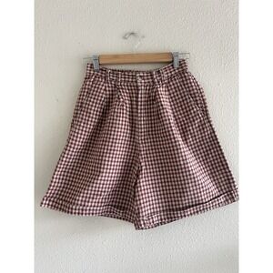 Vintage Argee Gingham Bermuda Shorts Sz. S  High Waisted Pleated Preppy Coquette